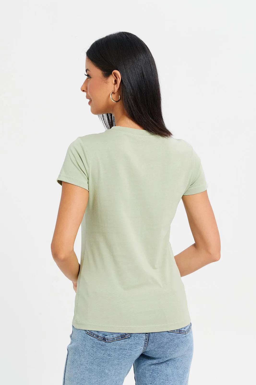 Women Mint Basic T-Shirt sold by Redtag product image thumbnail 3