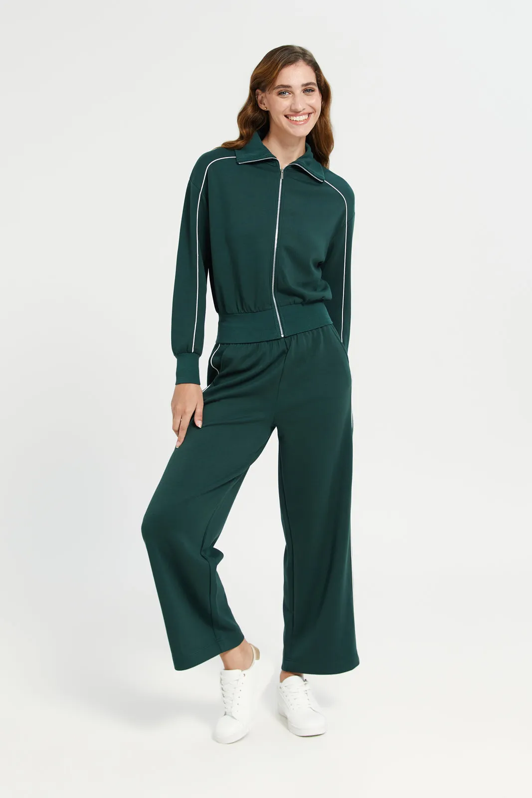 Green Piping Detailed Wide Leg Active Pant sold by Redtag product image thumbnail 2