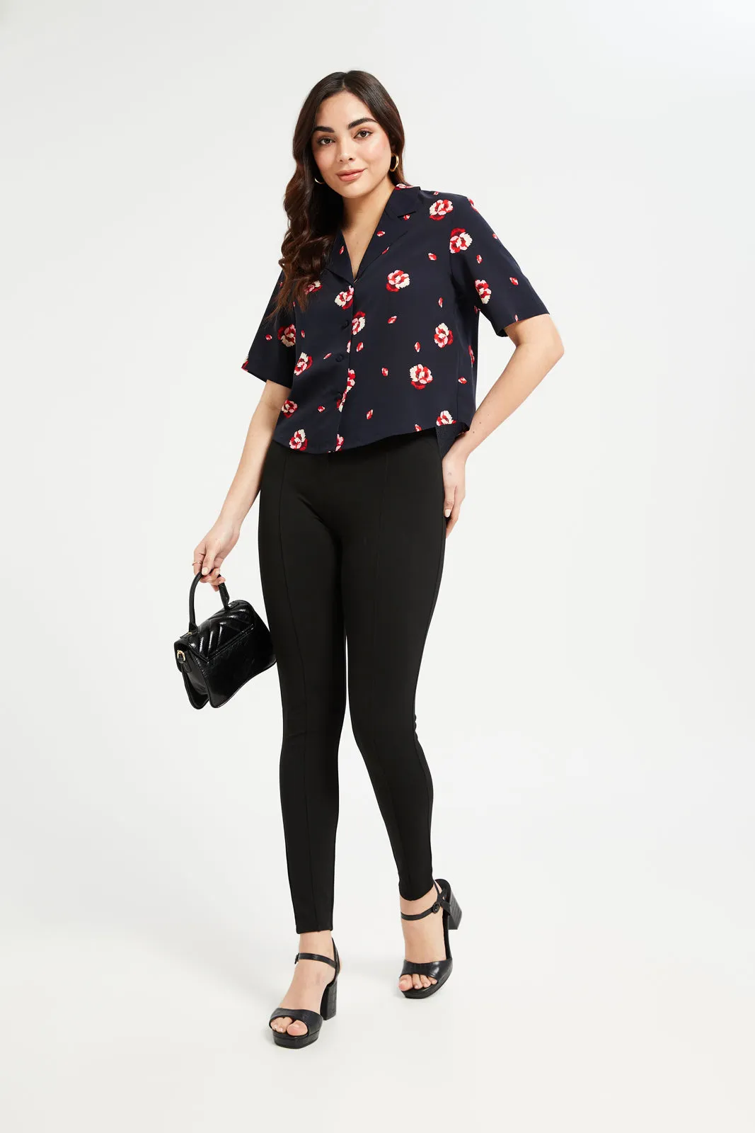 Women Black Legging With Button sold by Redtag product image thumbnail 2