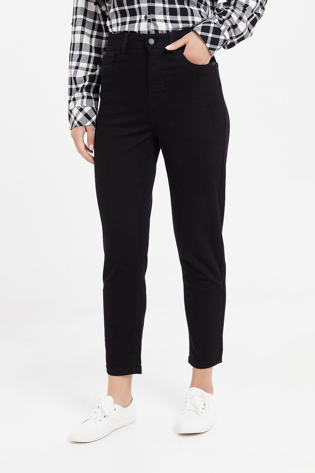 Women Black High Waist Mom Jeans sold by Redtag