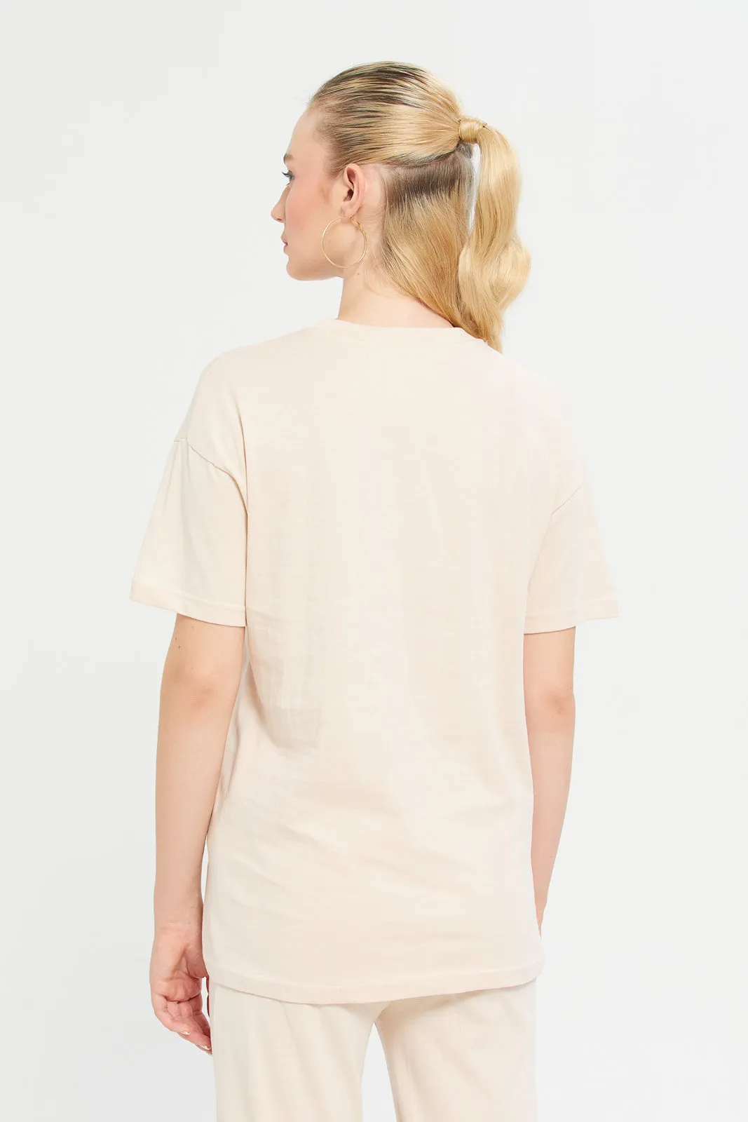 Woman Beige Printed Active T-Shirt sold by Redtag product image thumbnail 3