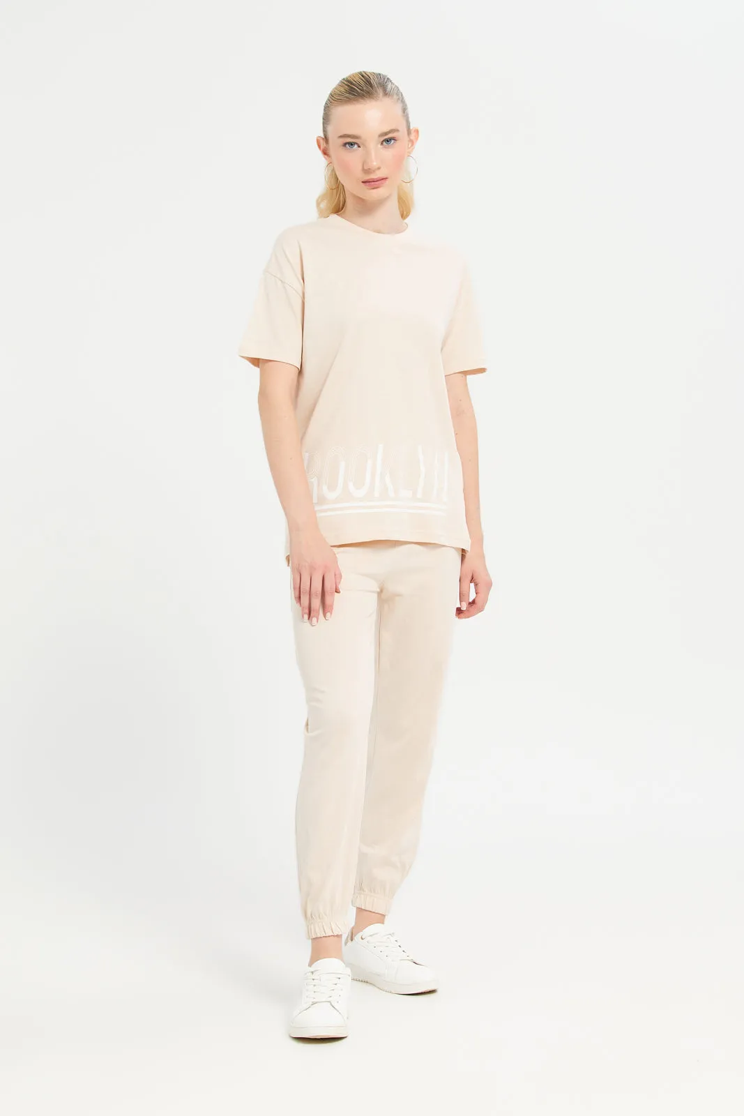 Woman Beige Printed Active T-Shirt sold by Redtag product image thumbnail 2