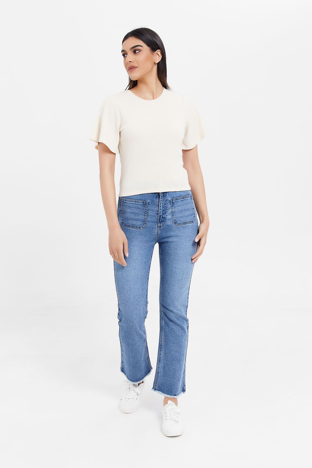 Women Blue High Waist Flare Jeans sold by Redtag product image thumbnail 2