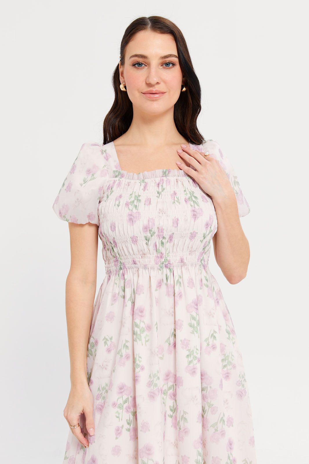 Women Multicolour Printed Smoking Detail Midi Dress sold by Redtag product image thumbnail 2