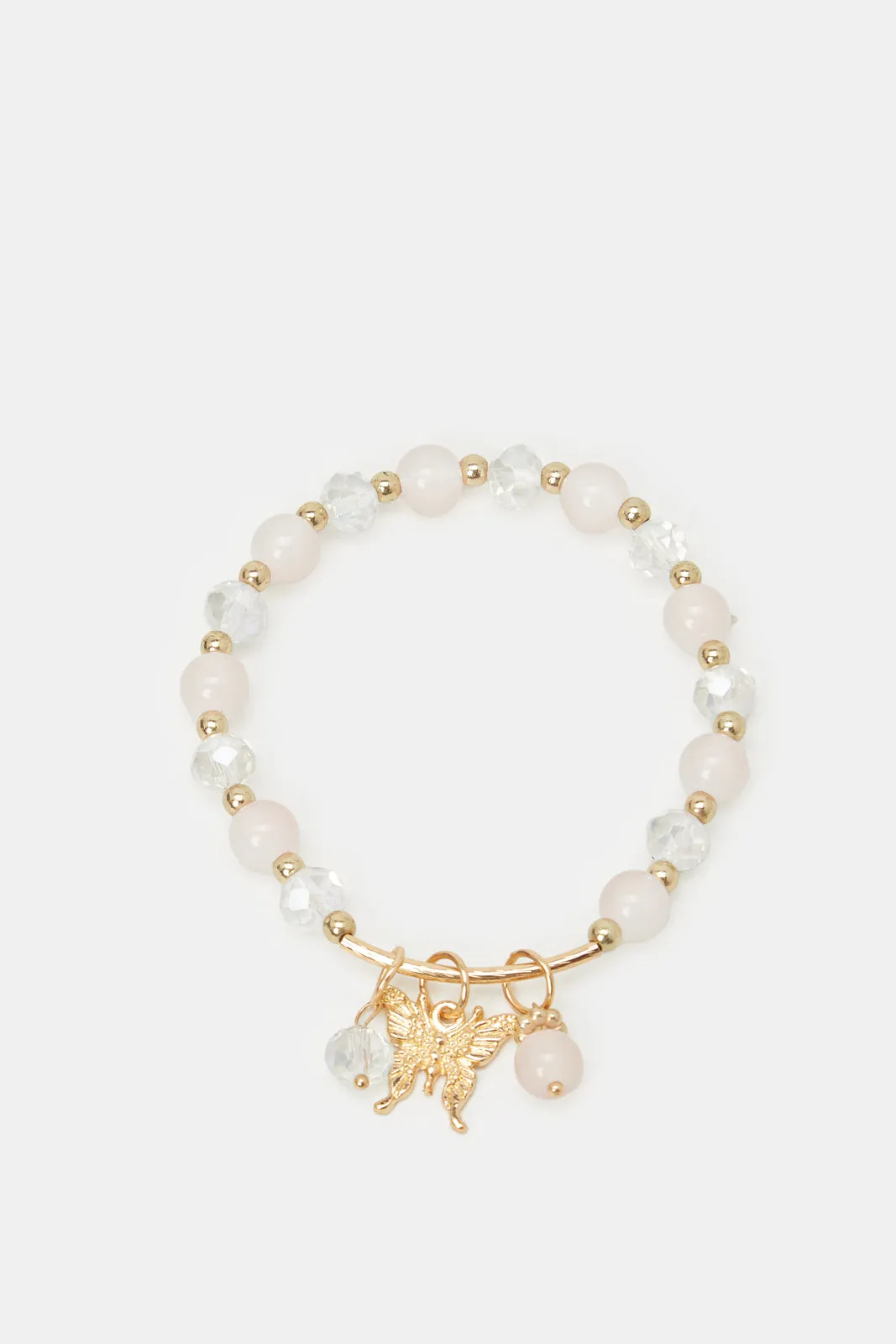 Women Gold And White Embellished Bracelet sold by Redtag