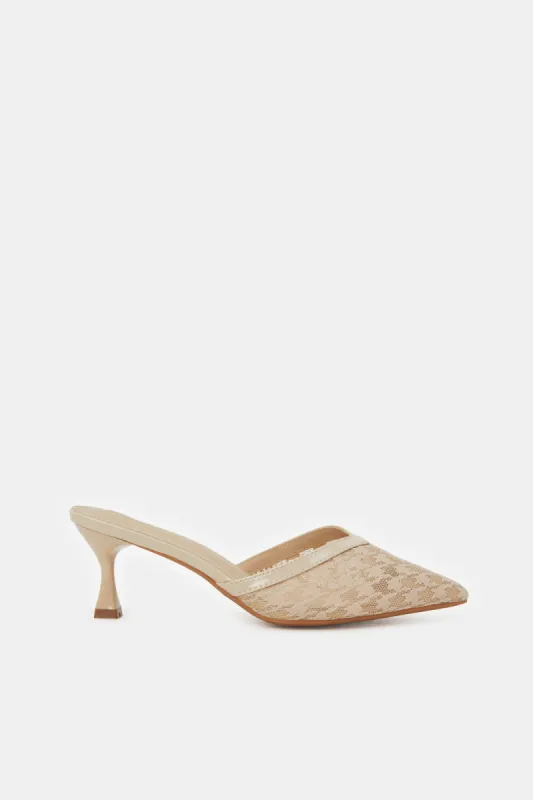 Women Beige Textured Mule sold by Redtag
