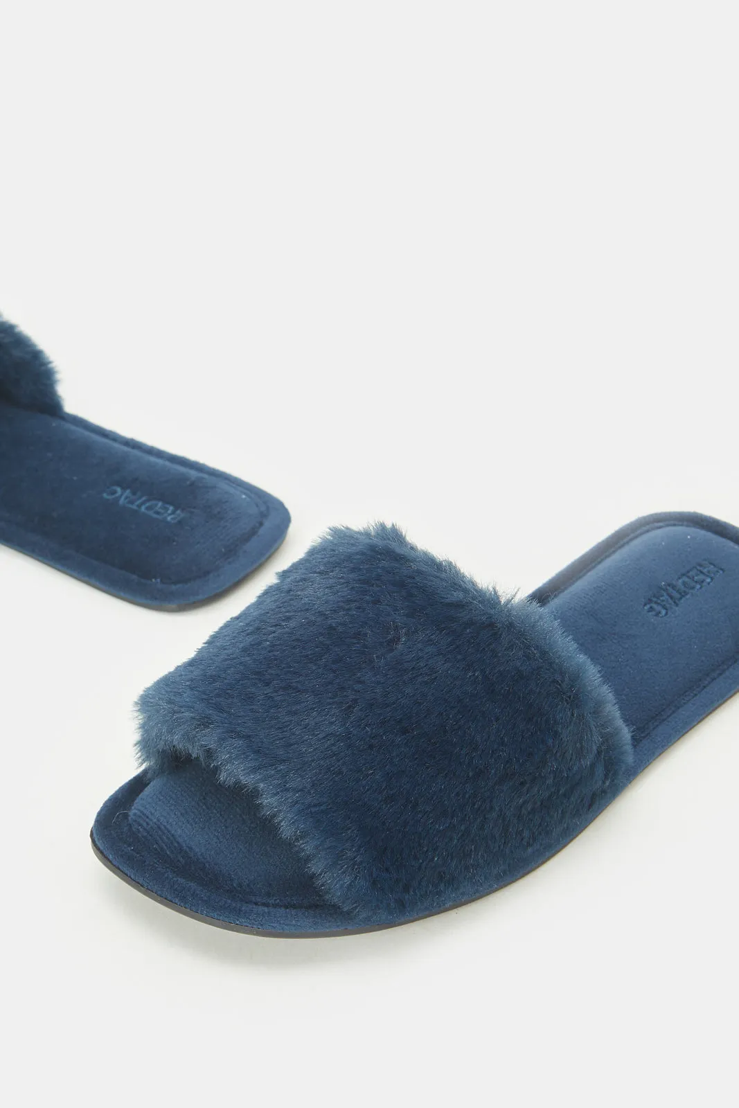 Women Navy Textured Classic Slipper sold by Redtag product image thumbnail 3