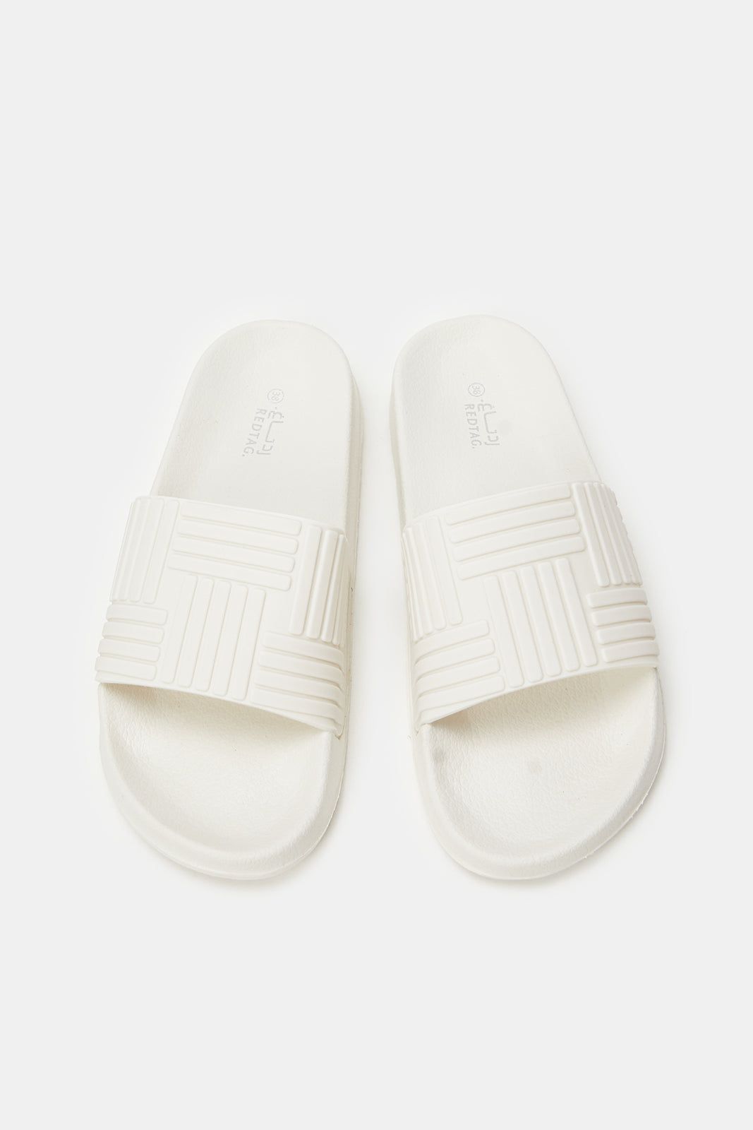 Women White Embossed Slides sold by Redtag product image thumbnail 2