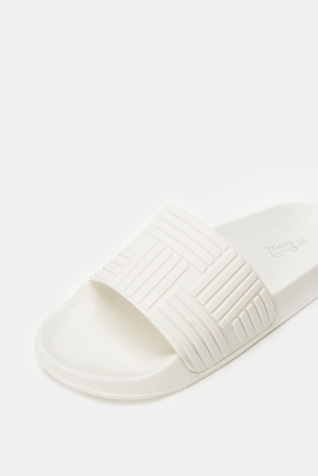 Women White Embossed Slides sold by Redtag product image thumbnail 3