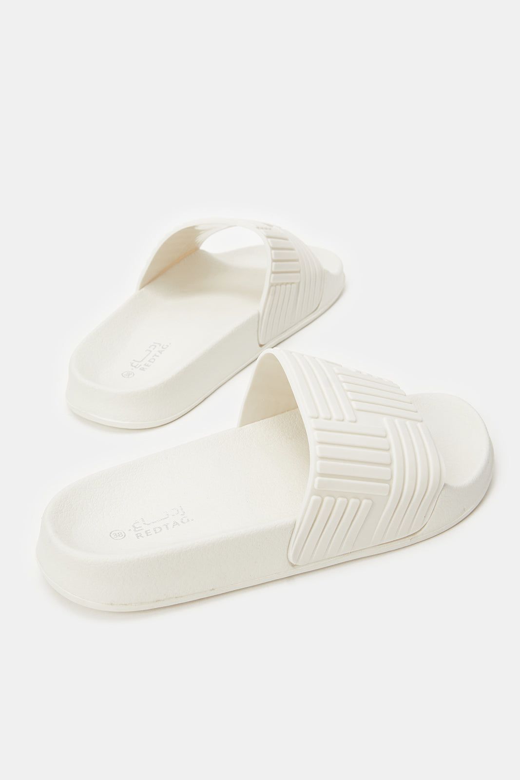 Women White Embossed Slides sold by Redtag product image thumbnail 4