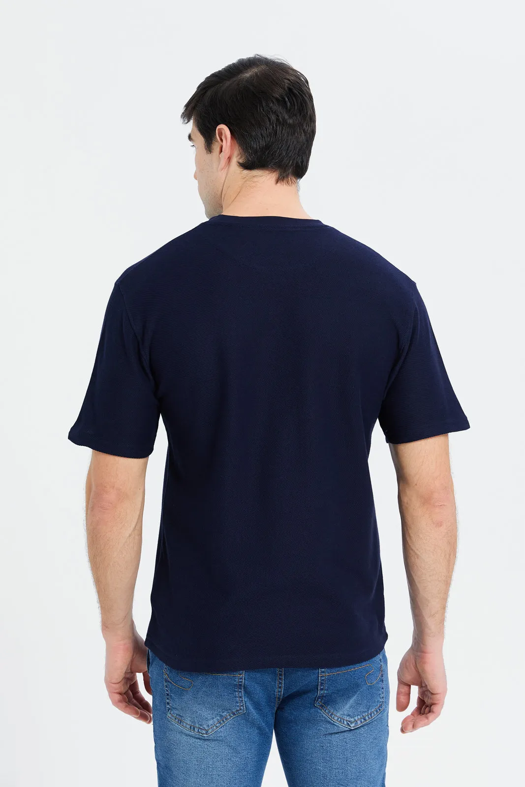 Men Navy Printed T-Shirt sold by Redtag product image thumbnail 3