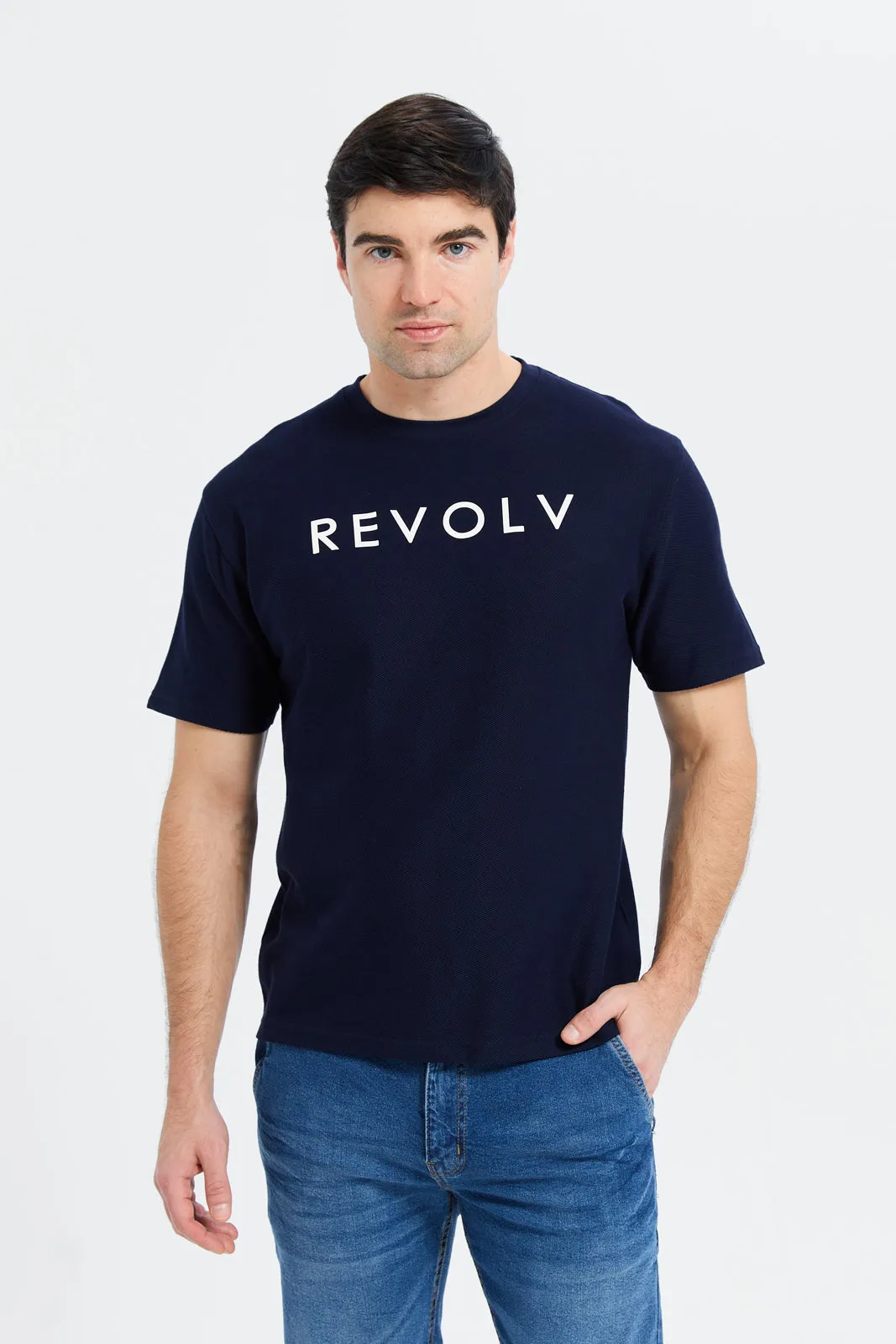 Men Navy Printed T-Shirt sold by Redtag