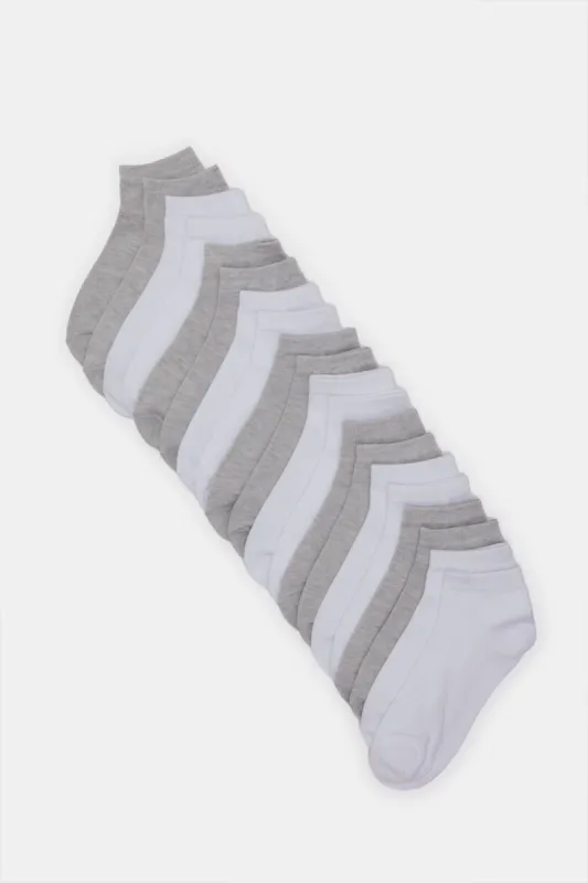 Women White And Grey Ankle Box Socks (10 Pairs) sold by Redtag