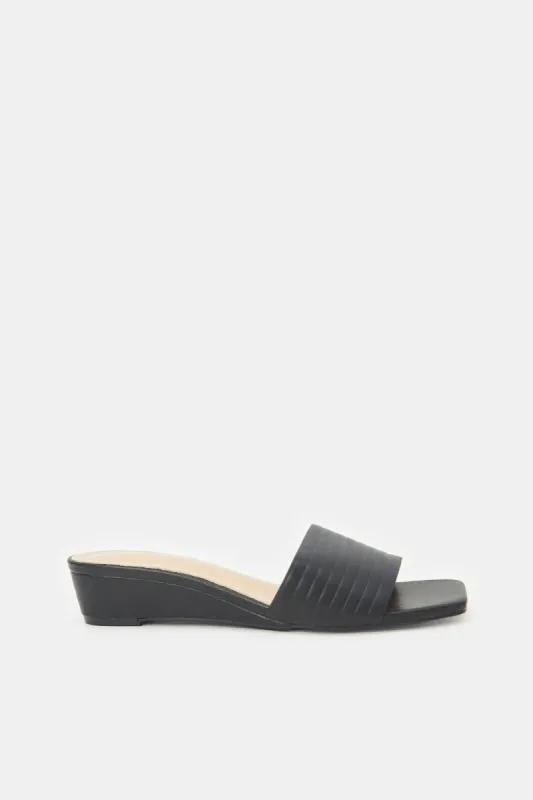 Women Black Wedge Mule sold by Redtag