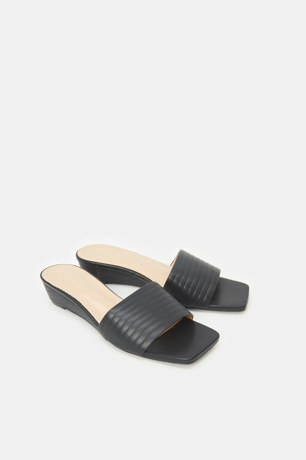 Women Black Wedge Mule sold by Redtag product image thumbnail 2