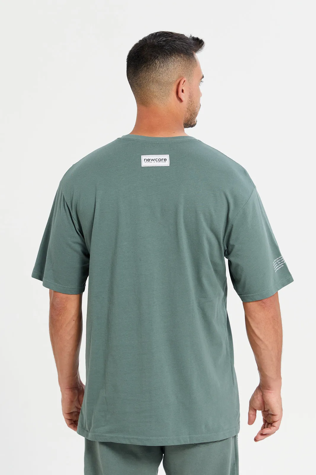Men Green Printed Active T-Shirt sold by Redtag product image thumbnail 3