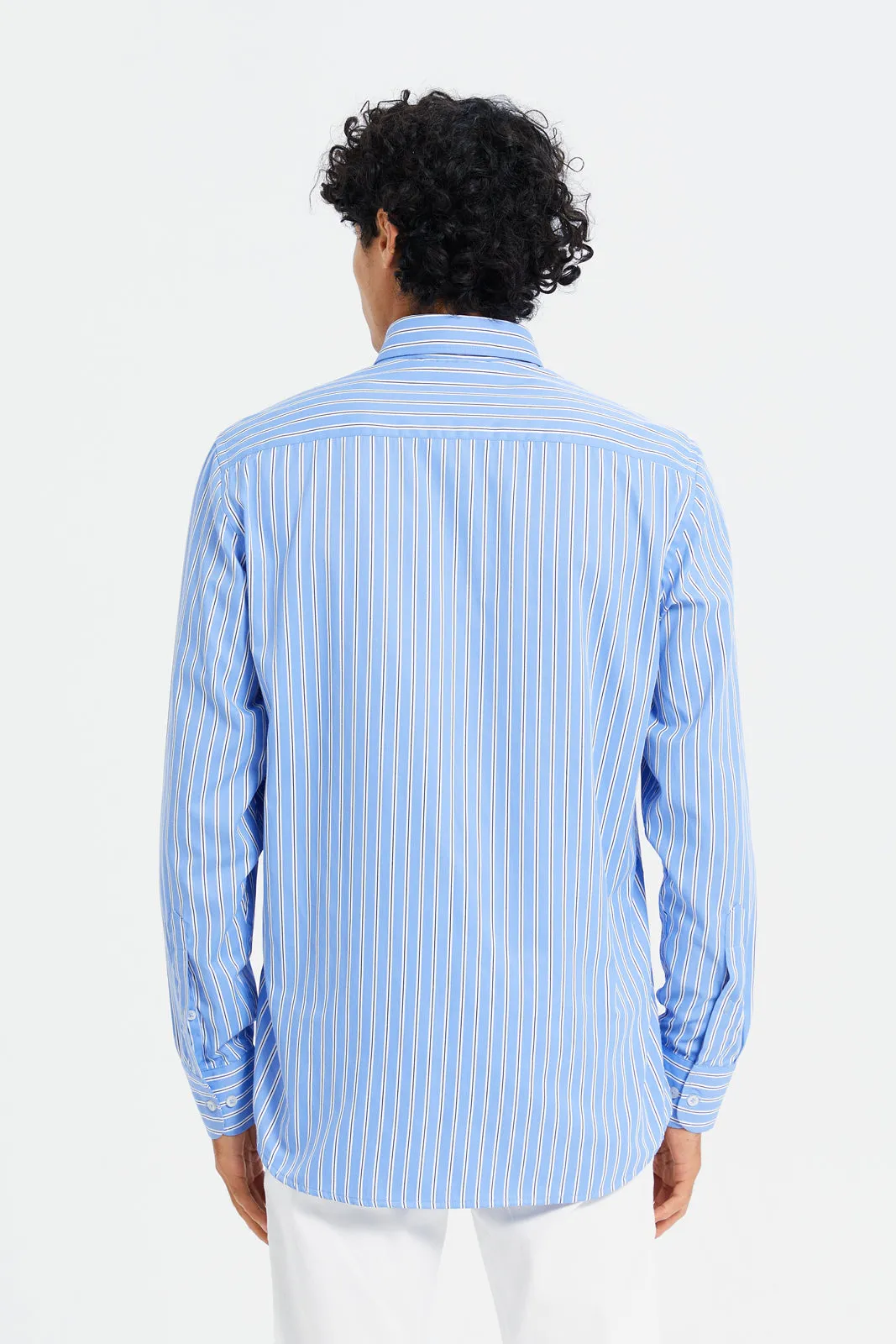Men Blue Striped Shirt With Buttons sold by Redtag product image thumbnail 3