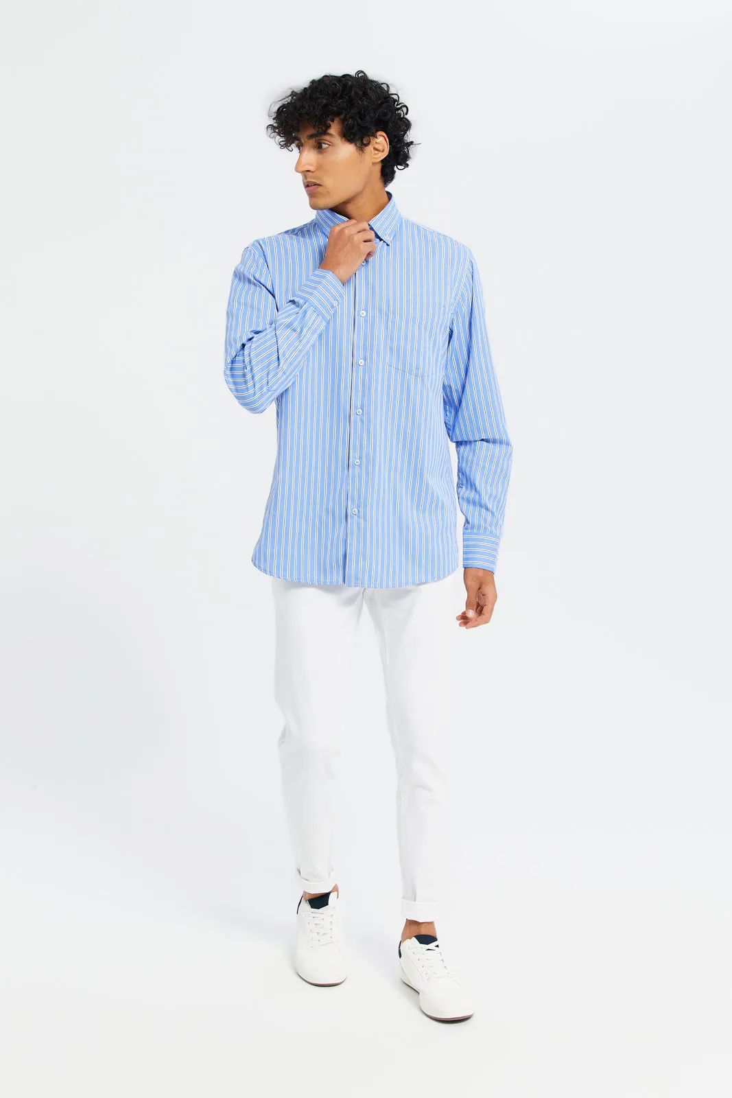 Men Blue Striped Shirt With Buttons sold by Redtag product image thumbnail 2