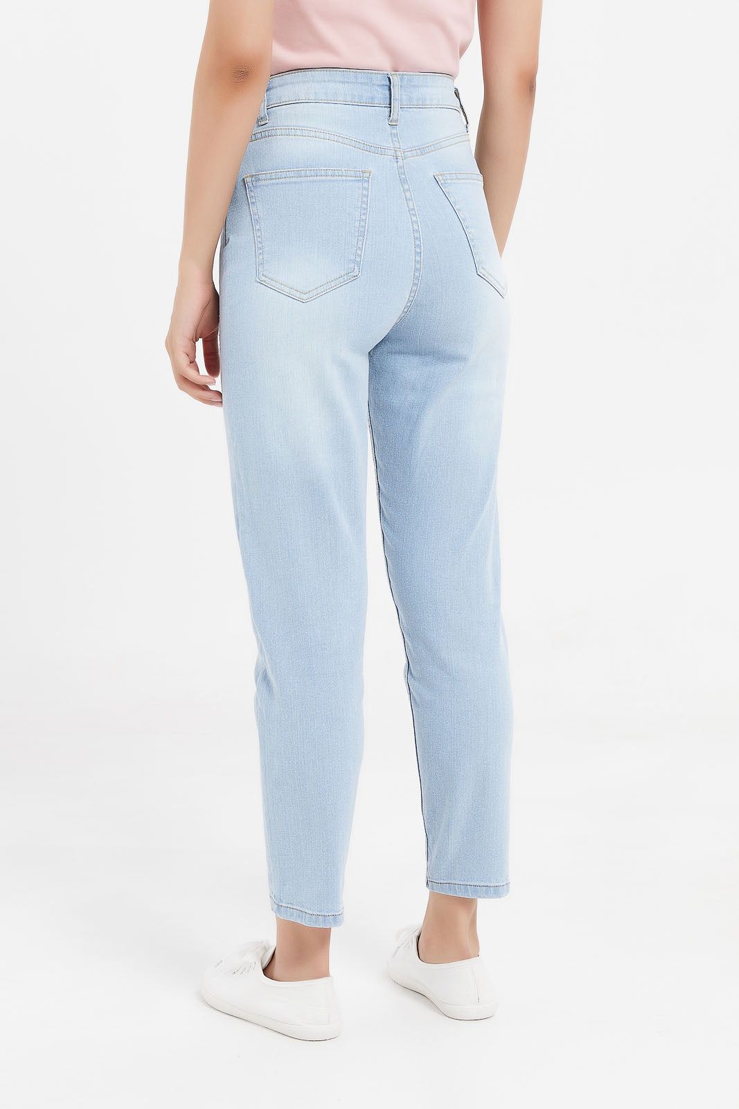 Women Blue High Waist Mom Jeans sold by Redtag product image thumbnail 3