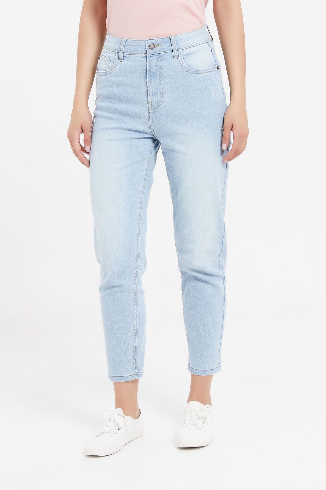Women Blue High Waist Mom Jeans sold by Redtag