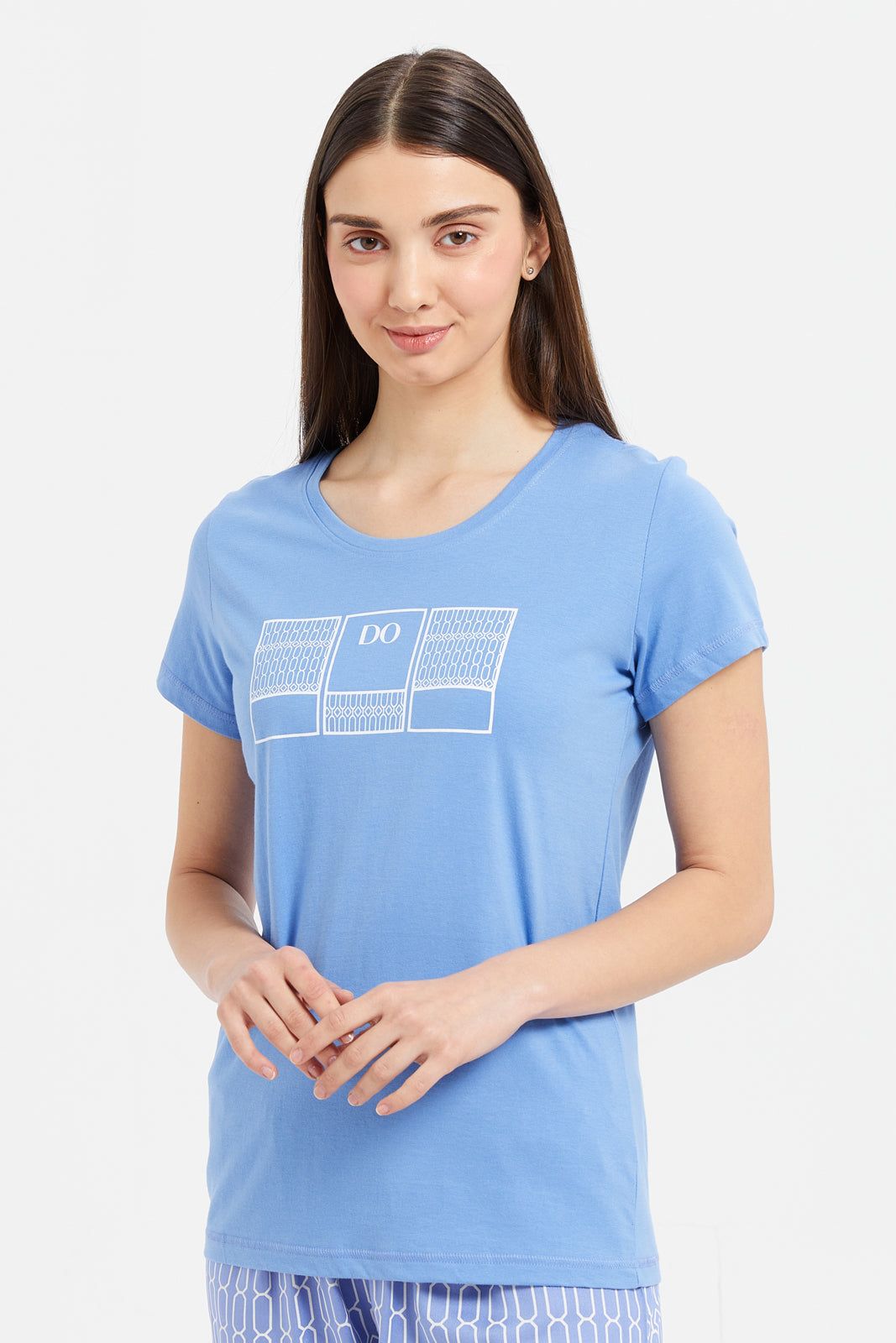 Women Blue Chest Print Short Sleeve Pyjama Set (2 Piece) sold by Redtag product image thumbnail 2