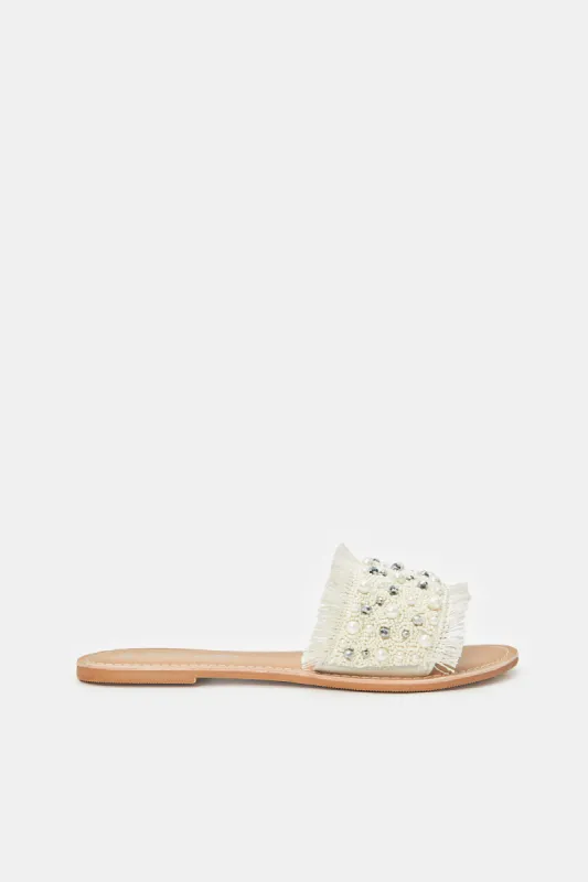 Women Ivory Pearl Trim Mule sold by Redtag