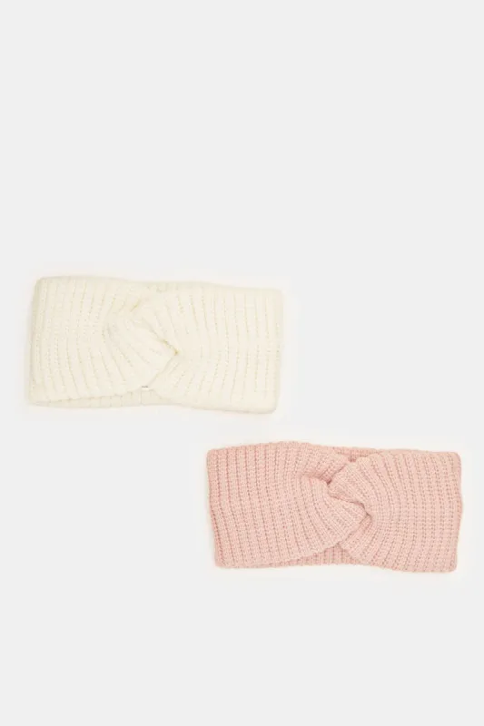 Women Pink And White Embellished Head Warmer Set (Pack Of 2) sold by Redtag