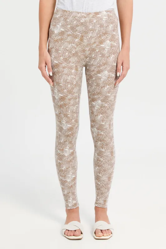 Women Assorted Plain And Printed Long Leggings Set (Pack Of 2) sold by Redtag