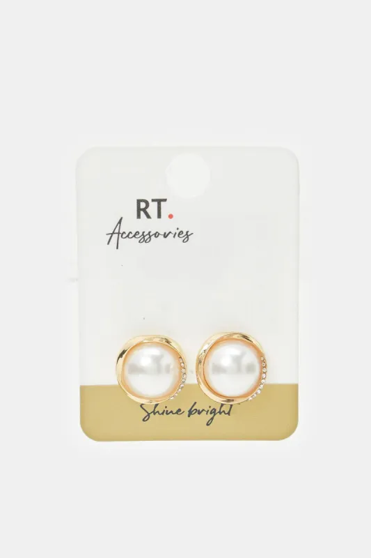 Women Gold Embellished Earrings sold by Redtag