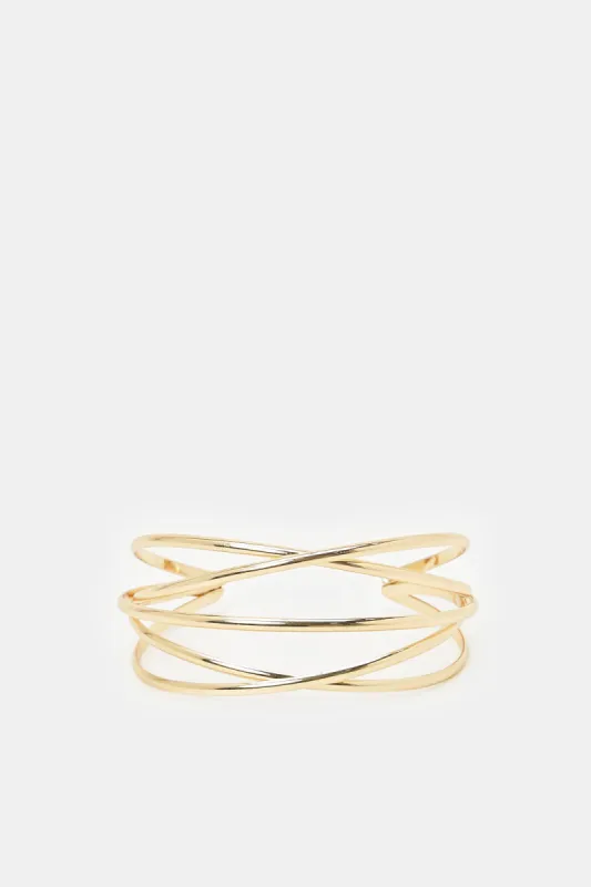 Women Gold Embellished Cuff Bracelet sold by Redtag