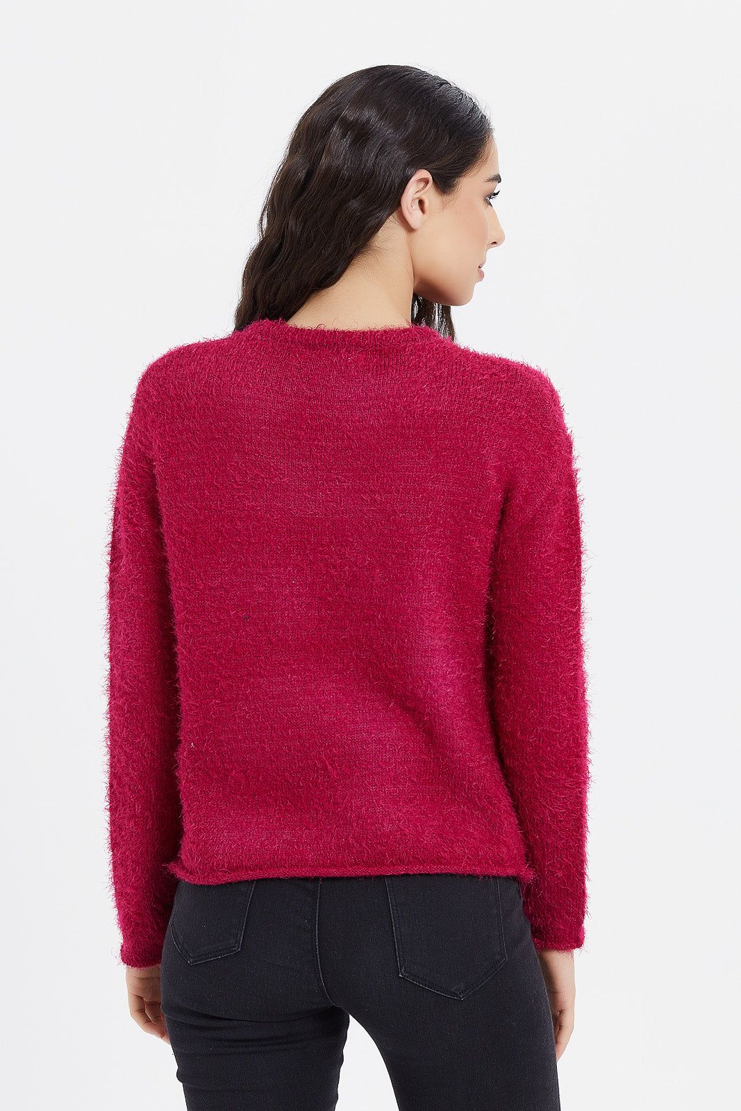 Women Fuchsia Fluffy Pullover sold by Redtag product image thumbnail 3
