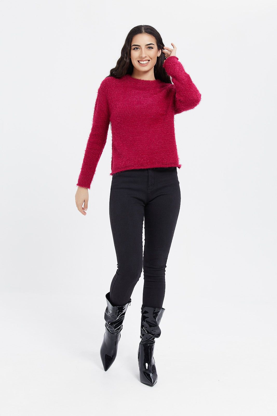 Women Fuchsia Fluffy Pullover sold by Redtag product image thumbnail 2