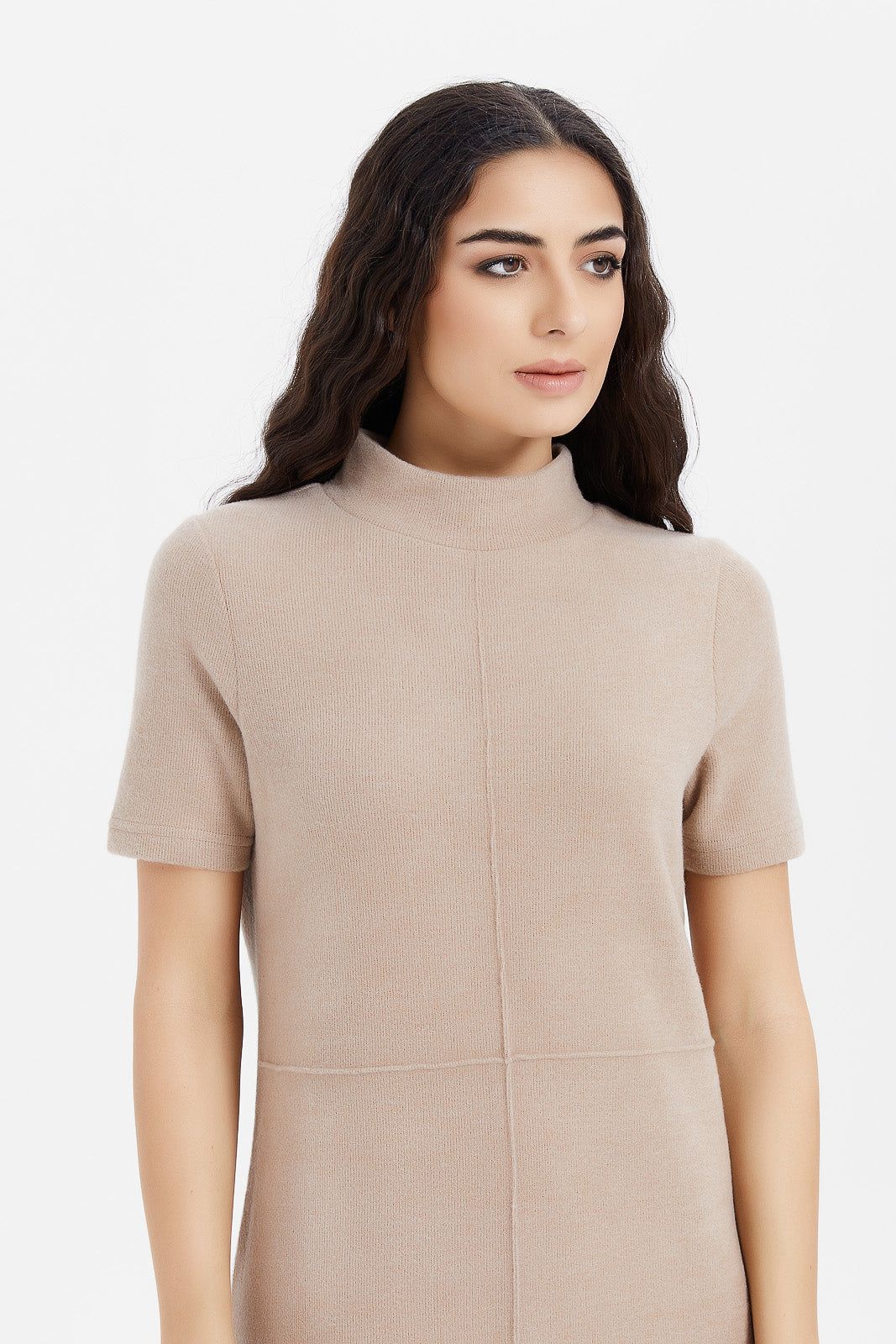 Women Beige High Neck Midi Dress sold by Redtag product image thumbnail 4