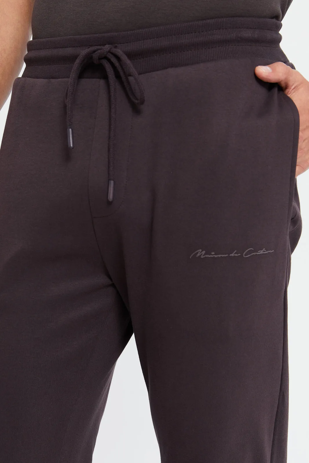Men Burgundy Soft Touch Joggers sold by Redtag product image thumbnail 4