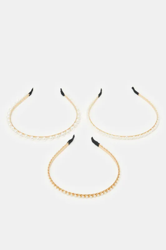 Women Gold Embellished Headband Set (3 Piece) sold by Redtag