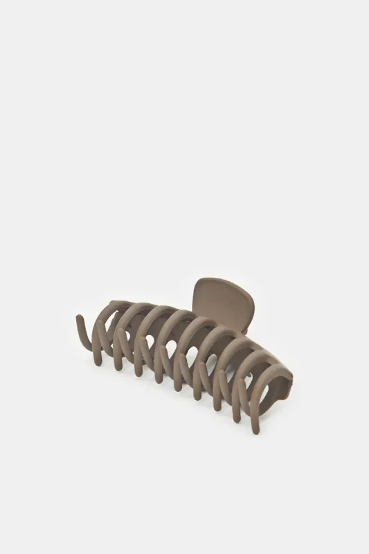 Women Brown Plain Hair Claw sold by Redtag