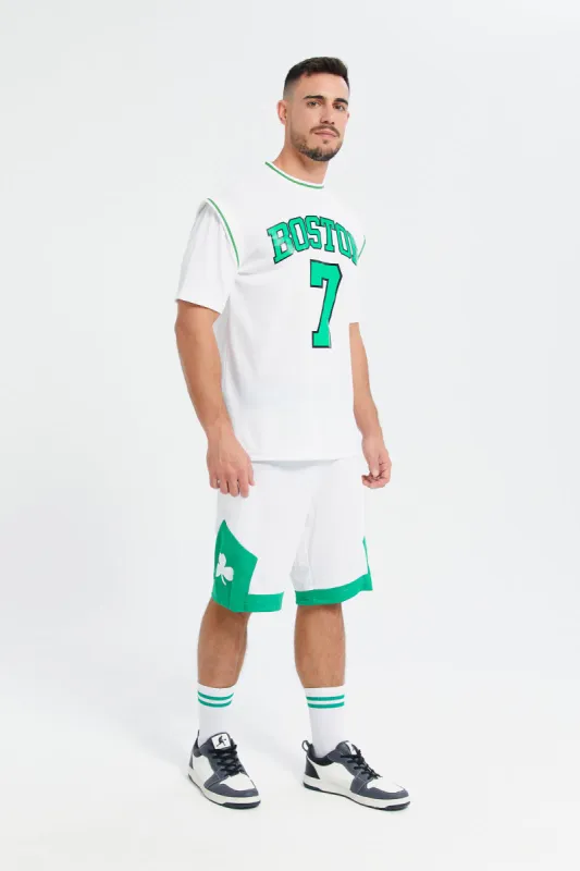 Men White Print Active Set (2 Piece) made by Redtag