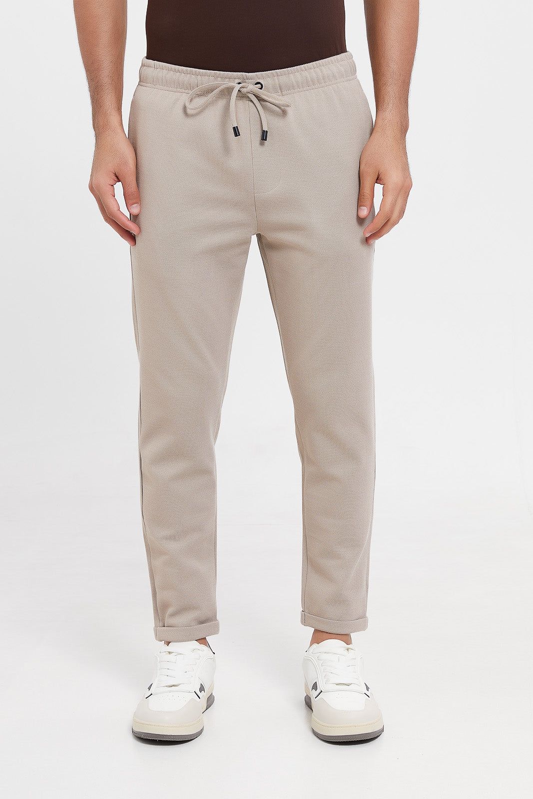 Men Beige Pull-On Trousers sold by Redtag