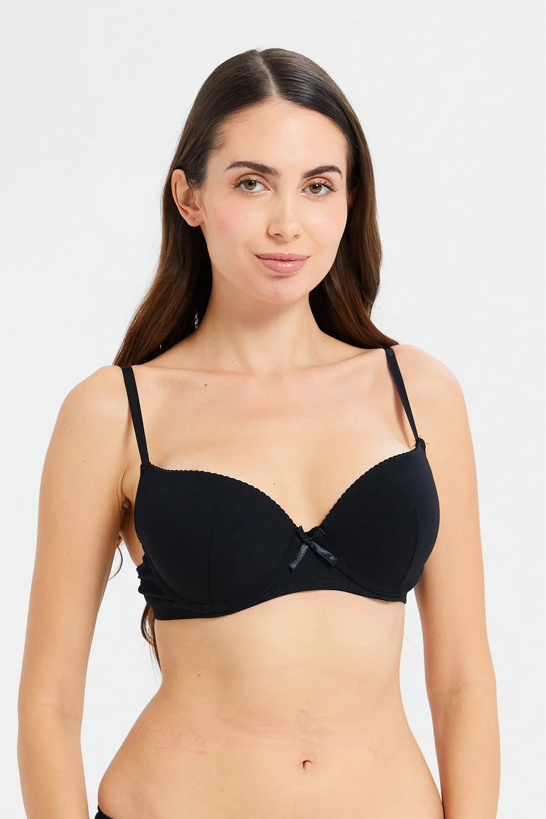 Women Black And White Bow Plunge Bras (Pack of 2) sold by Redtag product image thumbnail 2