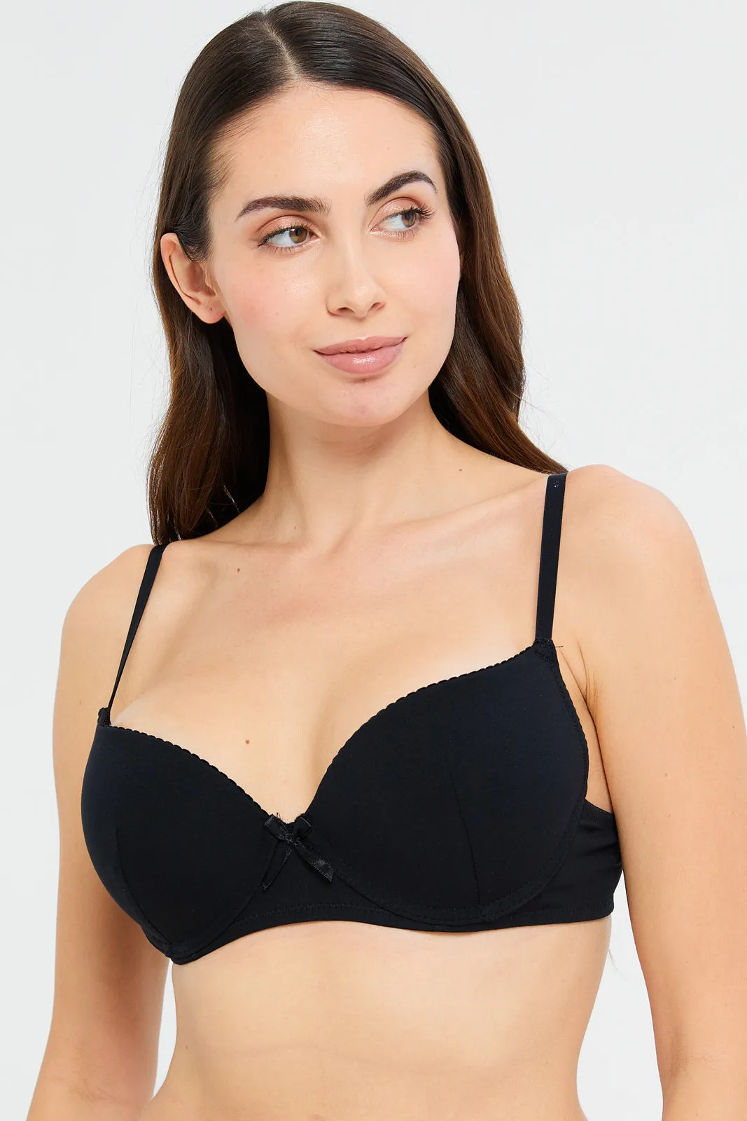 Women Black And White Bow Plunge Bras (Pack of 2) sold by Redtag product image thumbnail 3