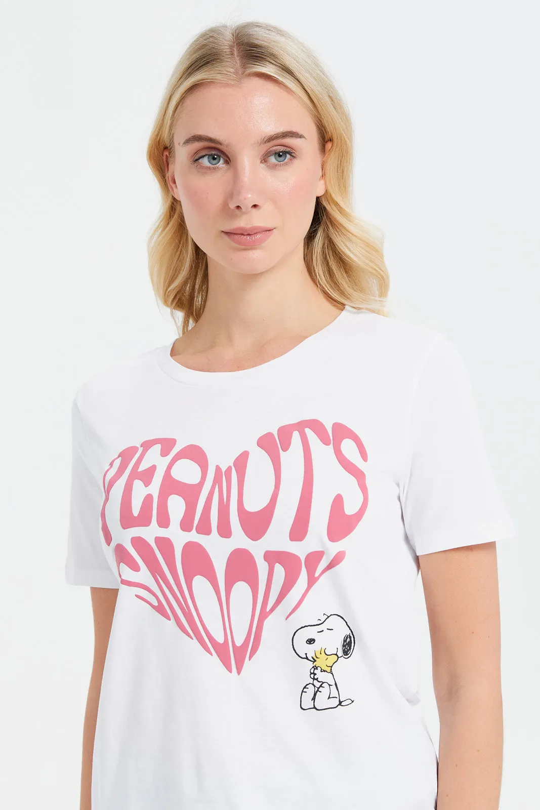 Women White Snoopy Printed T-Shirt sold by Redtag product image thumbnail 4