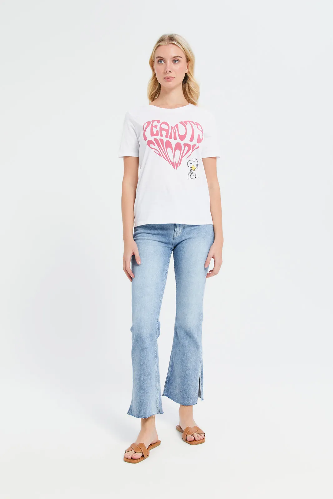Women White Snoopy Printed T-Shirt sold by Redtag product image thumbnail 2