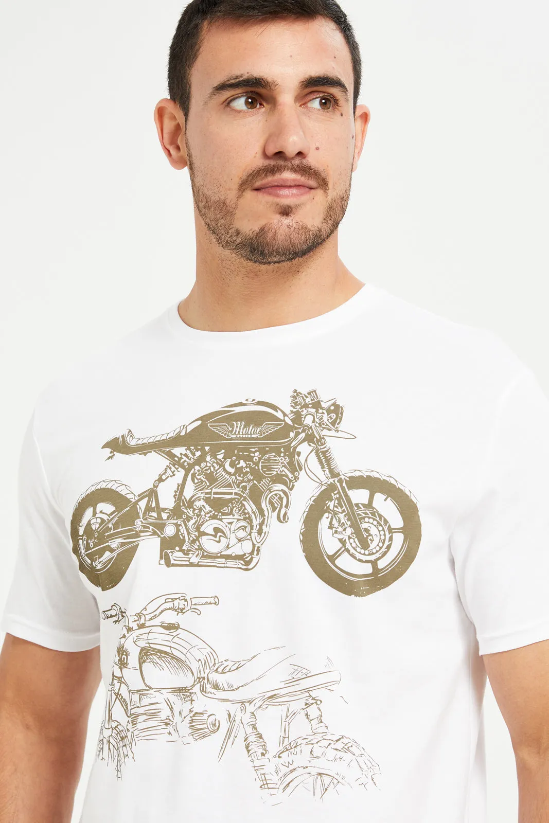 Men White Graphic Round Neck T-Shirt sold by Redtag product image thumbnail 4