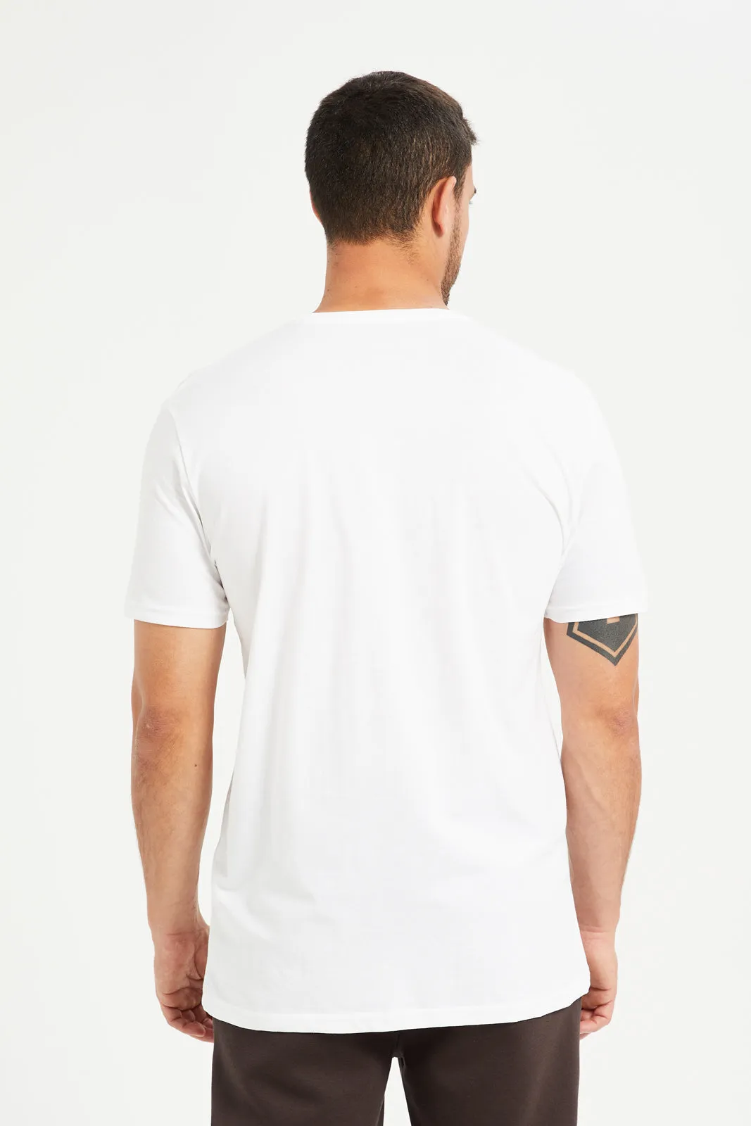 Men White Graphic Round Neck T-Shirt sold by Redtag product image thumbnail 3
