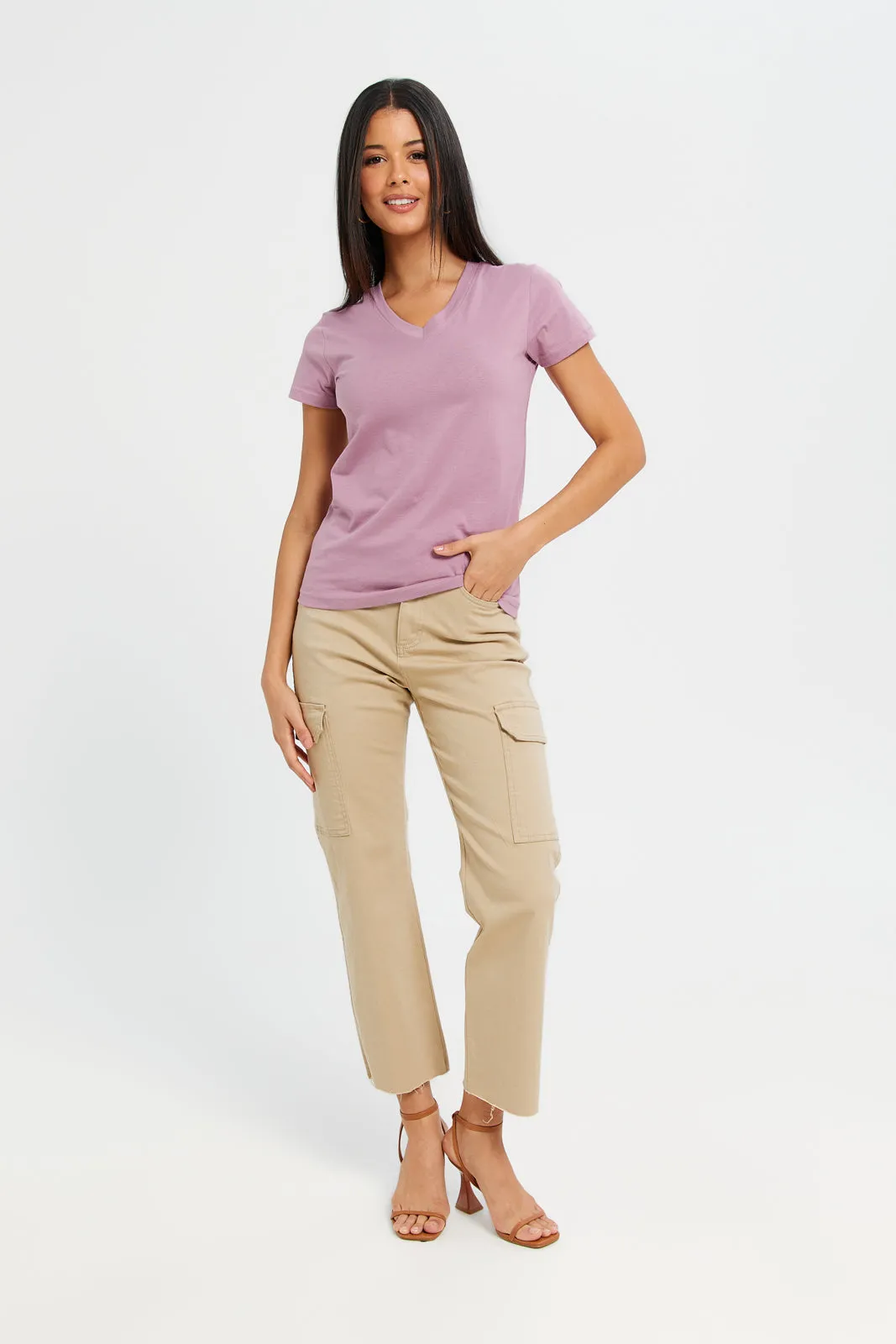 Women Mauve Basic T-Shirt sold by Redtag product image thumbnail 2