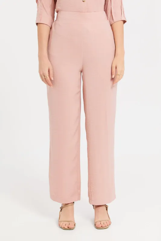 Women Pink Blush Wide Leg Elasticated Waist Trouser sold by Redtag