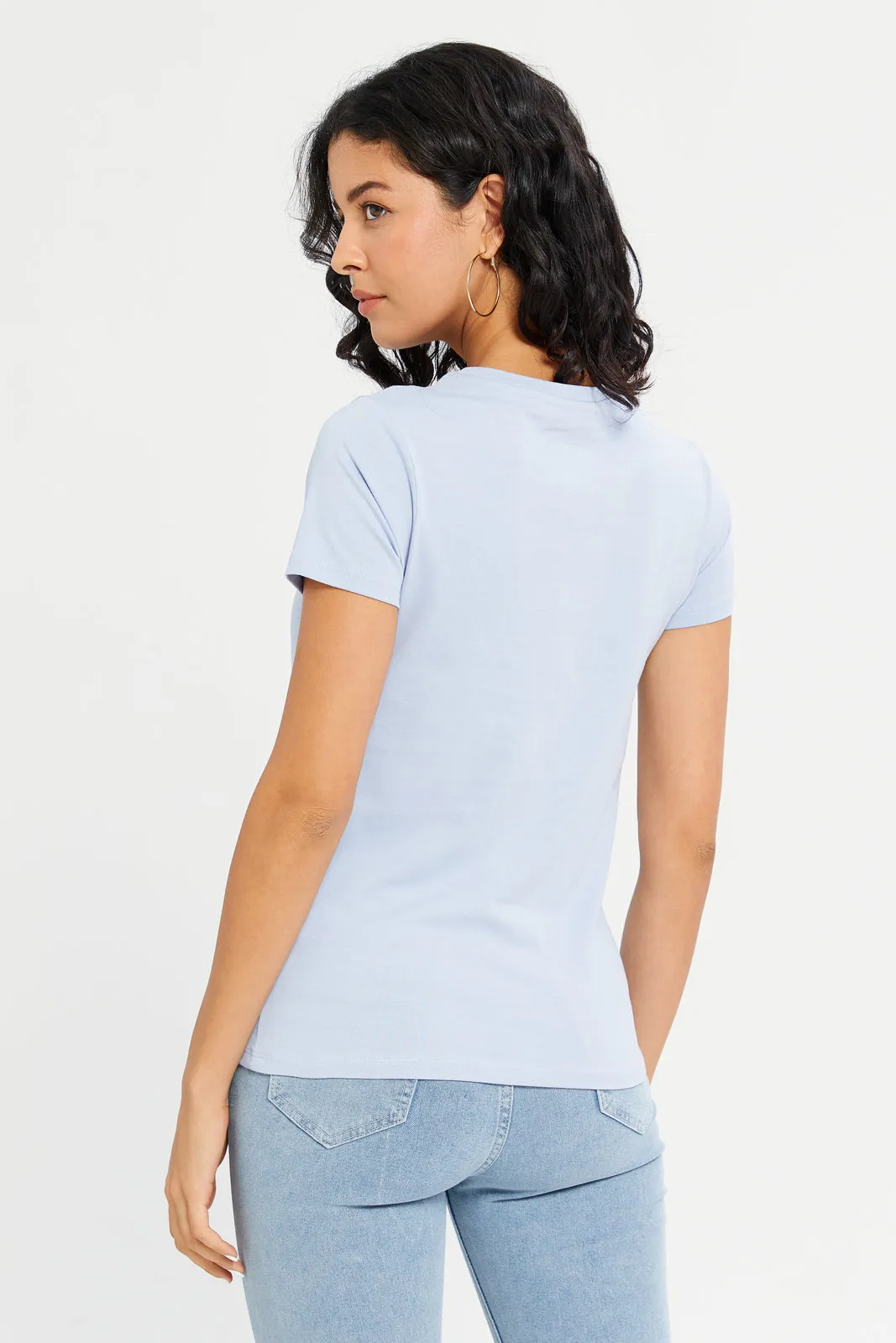Women Blue Trust The Process Printed T-Shirt sold by Redtag product image thumbnail 3