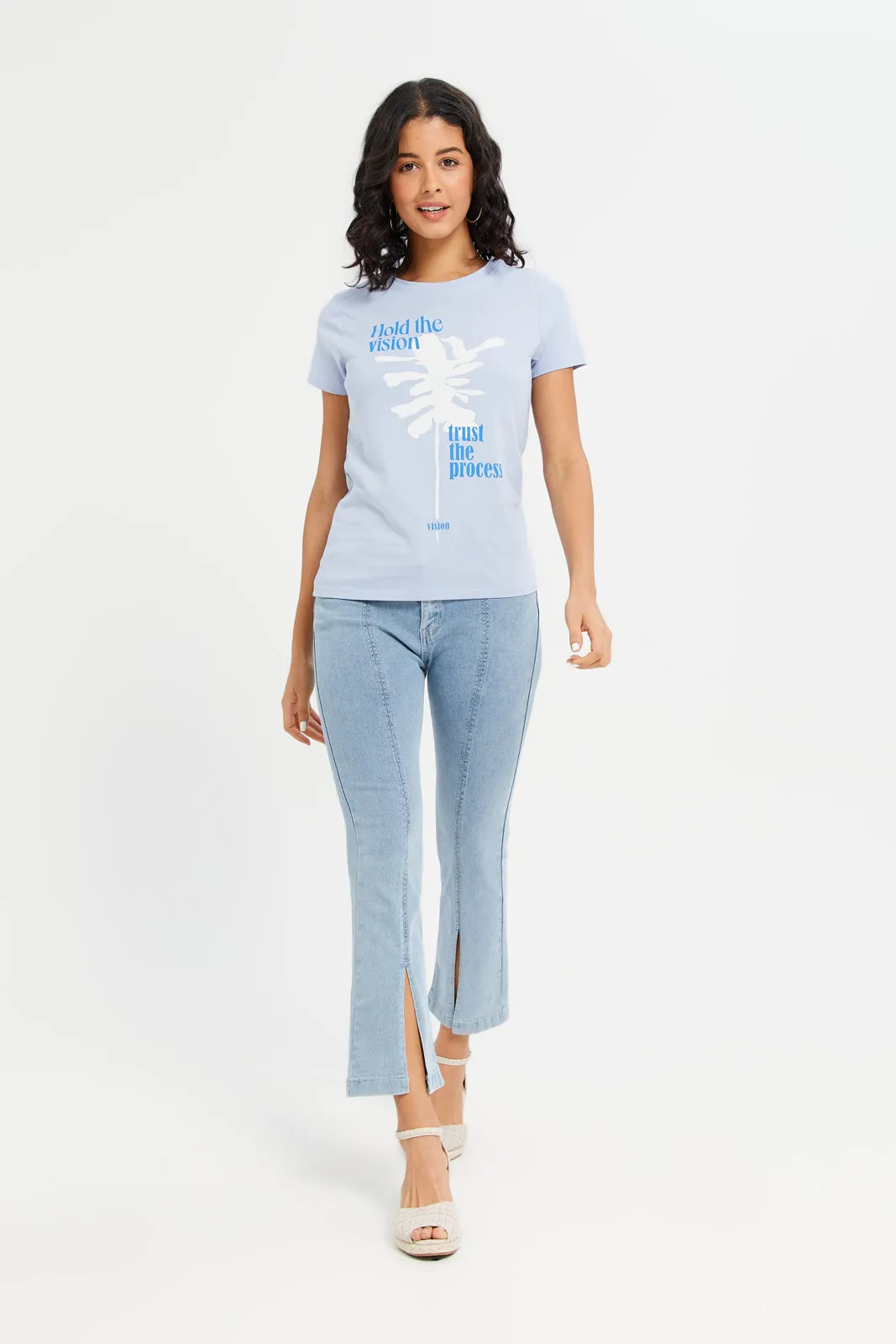 Women Blue Trust The Process Printed T-Shirt sold by Redtag product image thumbnail 2