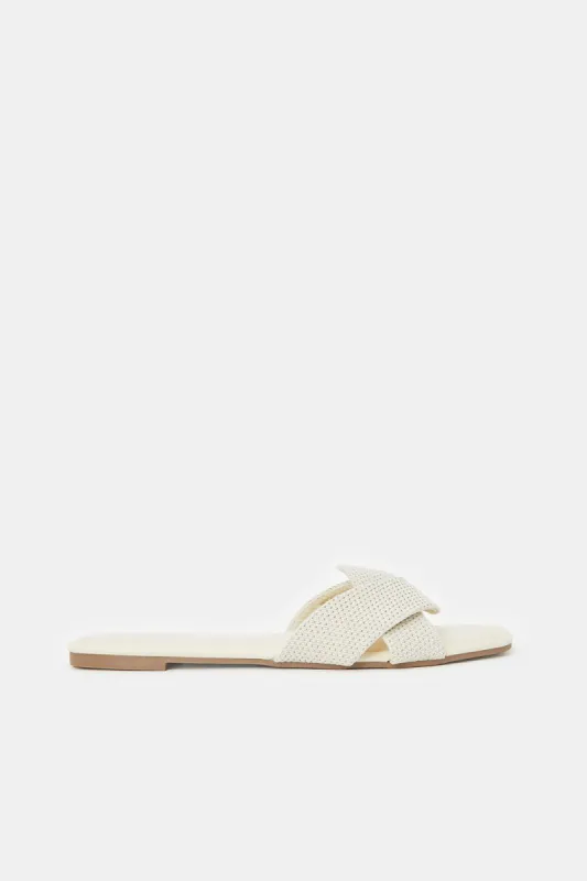 Women Beige Strappy Fabric Mule sold by Redtag