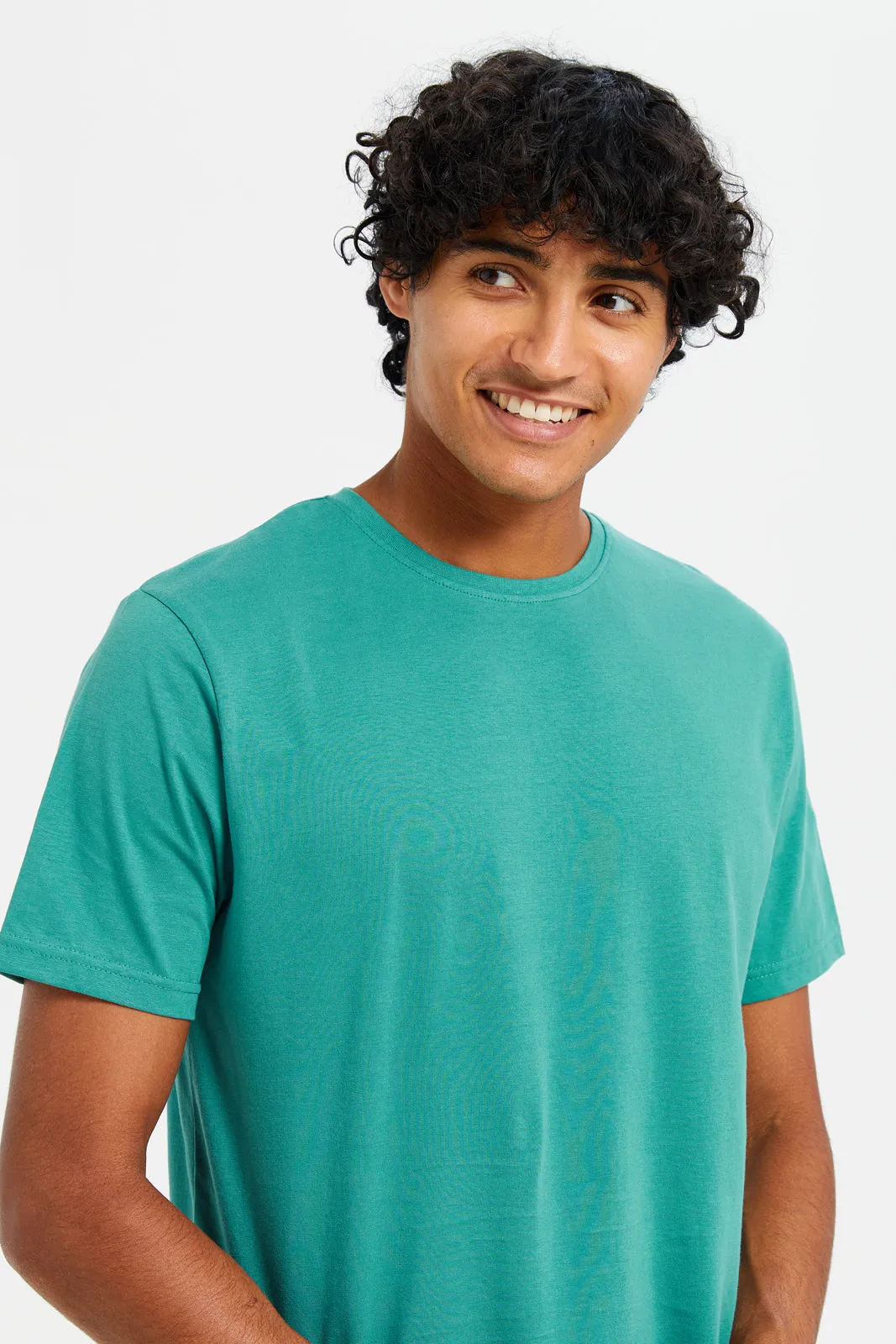 Men Green Crew Neck T-Shirt sold by Redtag product image thumbnail 4